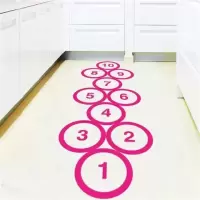 儿童游戏跳房子跳格子数字贴画幼儿园地面装饰地贴班级教室墙贴纸|E款默认玫红 中