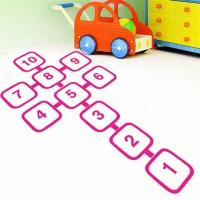 儿童游戏跳房子跳格子数字贴画幼儿园地面装饰地贴班级教室墙贴纸|F款默认玫红 大