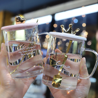 杯子家用ins杯子玻璃颜值北欧风马克杯透明玻璃杯麦片杯早餐杯