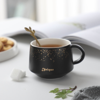 欧式小奢华咖啡杯碟勺套装网红家用英式下午茶小精致的茶杯子X4|黑色描金(送勺子)