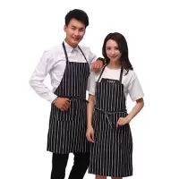 酒店咖啡厅餐厅厨师围裙 黑白条纹工作围裙男士/女士居家可爱围裙Y6
