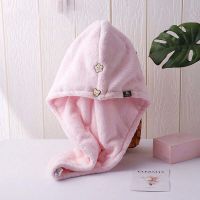 吸水干发帽女擦头发速干双层加厚毛巾包头巾浴帽H2|双层粉色+双层紫色/2条装