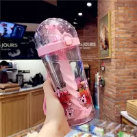 创意网红奶昔搅拌杯男女夏天可爱便携水杯学生儿童吸管塑料杯