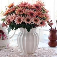 仿真玫瑰花束假花干花客厅摆设餐桌盆栽插花塑料花绢花艺摆件装饰|银白+4束翠菊双粉