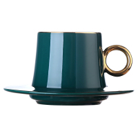 英式轻奢咖啡杯欧式奢华咖啡杯碟套装家用下午茶杯具I7|军绿色