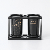 家用北欧筷子架勺子收纳架筷子筒筷子笼商用沥水架餐具置物架|喷金双筒铁架黑(壁挂平放均可)