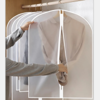 加厚衣服防尘罩可水洗西服套大衣罩挂衣收纳袋挂袋挂式衣物防尘袋|5个中号+5个特大号 中间拉链款
