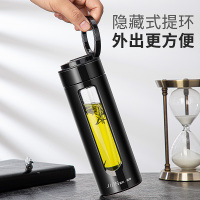 水杯玻璃杯双层隔热耐温男女士便携大容量茶水分离泡茶杯子