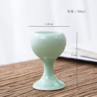 酒具套装白酒杯黄酒杯烈酒杯青瓷小酒盅清酒具仿古脚杯家用V7|仿古脚