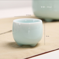 酒具套装白酒杯黄酒杯烈酒杯青瓷小酒盅清酒具仿古脚杯家用V7|三足粉青