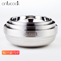 韩式304不锈钢面碗汤面碗大碗 盛汤碗双层隔热碗饭碗泡面碗带盖