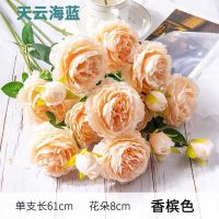 仿真花假花家居客厅装饰干花餐桌摆件玫瑰花束婚庆花瓶插花N1|3头香槟5支