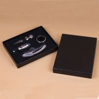 红酒开瓶器酒具四件套新款精美纸盒装海马刀起子节日庆典礼品G9|虾刀开+酒塞+倒酒器+酒环4件黑盒