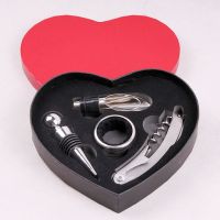 红酒开瓶器酒具四件套新款精美纸盒装海马刀起子节日庆典礼品G9|虾刀开+酒塞+倒酒器+酒环4件心形盒