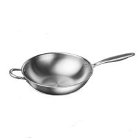 304不锈钢炒锅物理不粘锅无油烟无涂层32/34cmH1|物理不粘底 [410]32cm单锅无盖