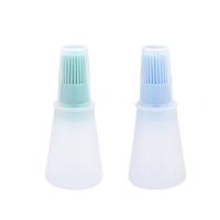 硅胶油瓶刷带盖子耐温不掉毛刷 烧烤烘焙刷 bbq油刷子可控油刷S0|带盖子油壶刷北欧绿+北欧蓝色