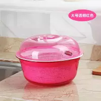 沥水篮水果篮客厅家用洗菜篮子厨房塑料双层保洁洗菜筐大号Z6|圆形（大号红）