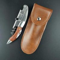 木柄红酒开瓶器档酒刀定制logo海马刀便携葡萄酒启瓶器礼品R6|彩木双钢头+皮套