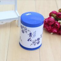 仿青花瓷塑料牙签瓶 便携牙签筒 酒店家用餐厅旋转耐用青花牙签罐H6|青花瓷蓝色1个[送540支牙签]