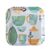 家用餐桌垃圾分类盘子仿瓷干果小水果盘吐骨碟垃圾点心食盘碟子E1|蓝色圈圈 六个装[不带收纳底座]