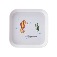 家用餐桌垃圾分类盘子仿瓷干果小水果盘吐骨碟垃圾点心食盘碟子E1|海马 六个装[不带收纳底座]