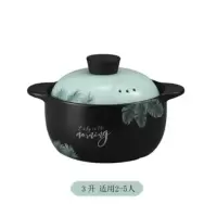 砂锅煲汤锅家用炖锅燃气沙锅煤气灶专用炖汤锅耐温陶瓷米线砂锅C0|3000ML北欧绿叶砂锅
