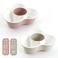 家用双层洗菜篮子火锅拼盘蔬菜拼盘沥水篮水果盘N4|欧粉+欧米[蔬菜肉食不串味]