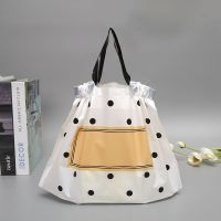 定制收口袋外面束口袋打包带加厚塑料手提袋包装袋N3|黑白波点(50个/包) 小小号30*20*8