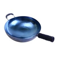 正宗镜面旗舰手工锻打圆底家用老式炒锅无涂层不粘锅H1|38CM镜面款 32