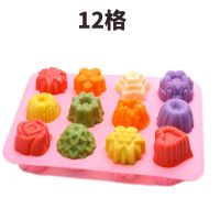 家用创意硅胶制冰格冰淇淋冰块布丁果冻手工皂巧克力烘焙模具Q8|12格多形状款