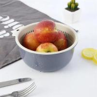 收纳火锅蔬菜组合拼盘双层水果盘洗菜篮沥水篮菜篮子E7|双层小号蓝色[赠1挂钩]