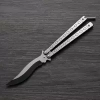 新款全钢蝴蝶刀具练习训练户外防身能刀便携csgo折叠刀U9|关公型练习刀单把