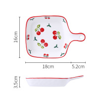 创意芝士焗饭盘子网红北欧ins风菜盘西餐点心盘家用早餐陶瓷烤盘|手工绘制釉下盘内彩-樱桃