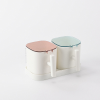 调料罐套装调味料罐子厨房用品带盖味精组合盐罐品佐料家用收纳盒|2个白色(方形)