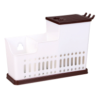 多卡位塑料刀架刀具架子创意菜刀架筷笼收纳置物架厨房用品放刀座|白色