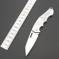 户外刀具能防身折叠刀随身硬度军刀野外求生迷你水果刀L2|皮皮虾款银色(无赠品)