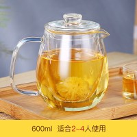 玻璃茶壶耐温加厚泡茶杯红茶具套装家用冲煮茶器过滤单壶烧水壶T0|立式600毫升 壶+2个小杯