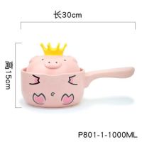 韩国网红沙锅陶瓷锅家用燃气耐温砂锅煲汤锅小猪炖锅炖鸡锅O1|单柄0毫升-嘿猪猪