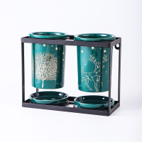 筷子篓厨房筷子笼筷子置物架家用陶瓷筷子收纳盒壁挂式筷笼筷子架|方形-树+小鹿(双筒)