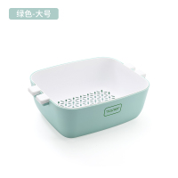 家用北欧沥水篮创意双层撞色加厚水果盆淘米篮收纳筐厨房子Y0|北欧绿-大号