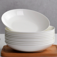 白色骨瓷盘子菜盘家用深口碟子纯白陶瓷餐盘组合套装深盘白瓷餐具Y2|8.5英寸圆盘(10个)