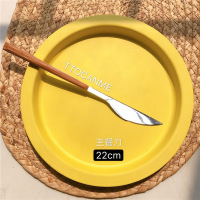 ins风家用牛排刀叉盘子勺子不锈钢木质西餐餐具套装三件套档P3|主餐刀(大)