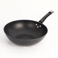 麦饭石炒锅煎锅炒菜锅无油烟锅不粘锅家用平底锅节油少烟炉灶J8|特制款 30cm带盖