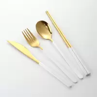 304不锈钢刀叉套装 西餐餐具 全套牛排刀叉ins风家用西餐具刀叉勺|白金刀叉勺筷子