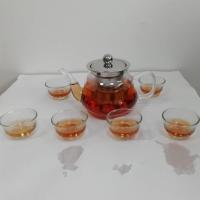 茶壶茶具泡茶壶耐热玻璃煮茶壶加厚烧水壶泡茶壶养生壶花茶壶V8|400ML吉祥+6小茶碗