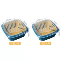 家用厨房菜篮沥水篮果篮塑料北意淘米洗菜菜篮子水果篮N5|【防尘款】大号深蓝+大号深蓝（收藏赠洗碗巾）