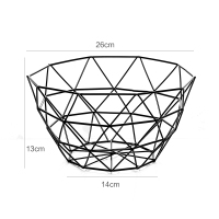 北欧铁艺水果篮 创意收纳沥水篮家用客厅茶几果盘镂空果盆|多边形款