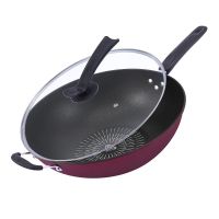 炒锅不粘锅铁锅炒菜锅无油烟炒菜锅煤气灶电磁炉能平底锅W4|34cm带盖+赠品