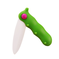 时尚旅行小鸟刀创意陶瓷折刀水果刀瓜果刀削皮刀随身便携E3|毛毛虫陶瓷刀-绿色