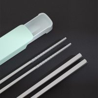 筷子收纳盒家用档防霉304不锈钢筷子单人装 一双防滑便携餐具筷B2|银色